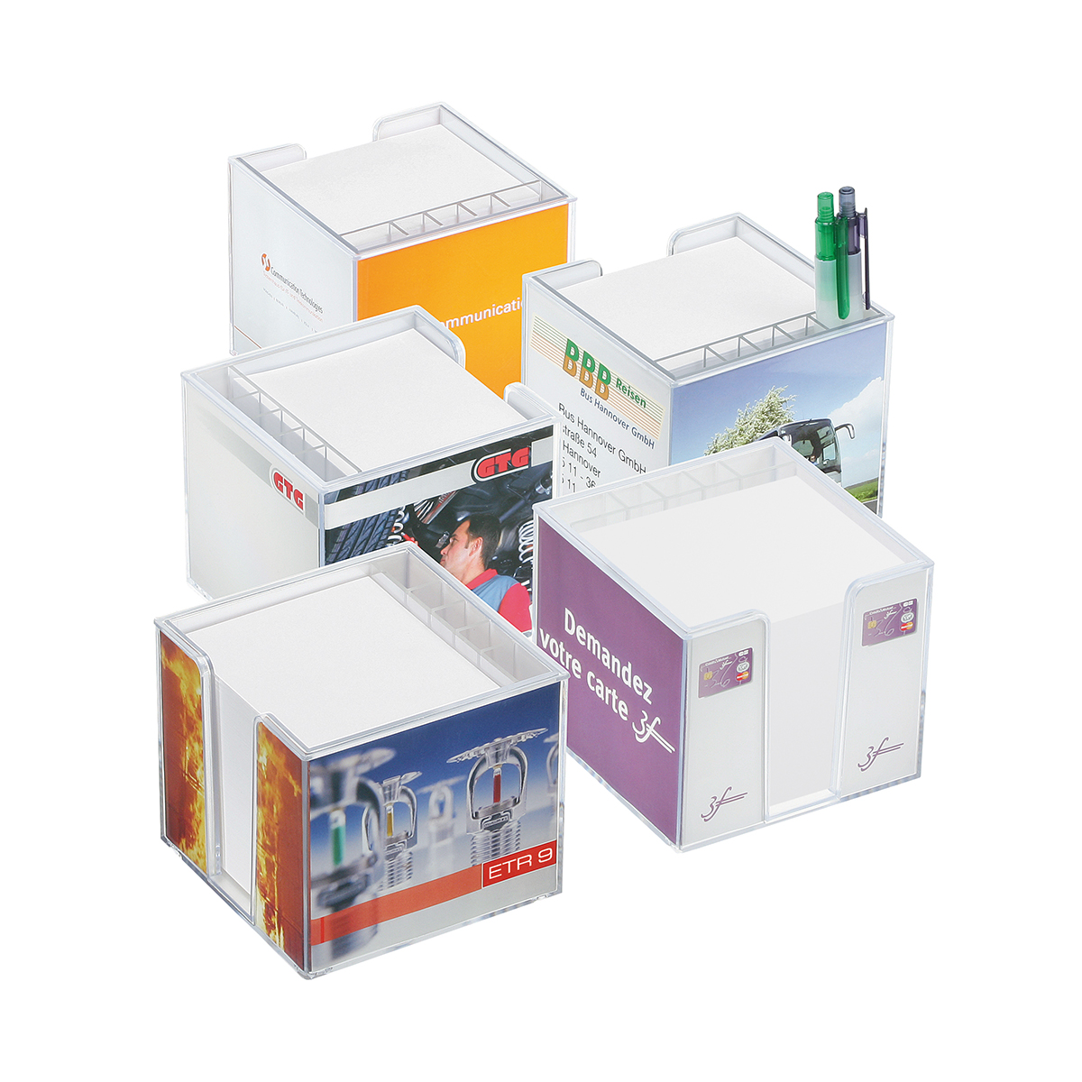 Zettelbox mit Köcher "Sigma", doppelwandig als Werbeartikel mit Logo bedrucken