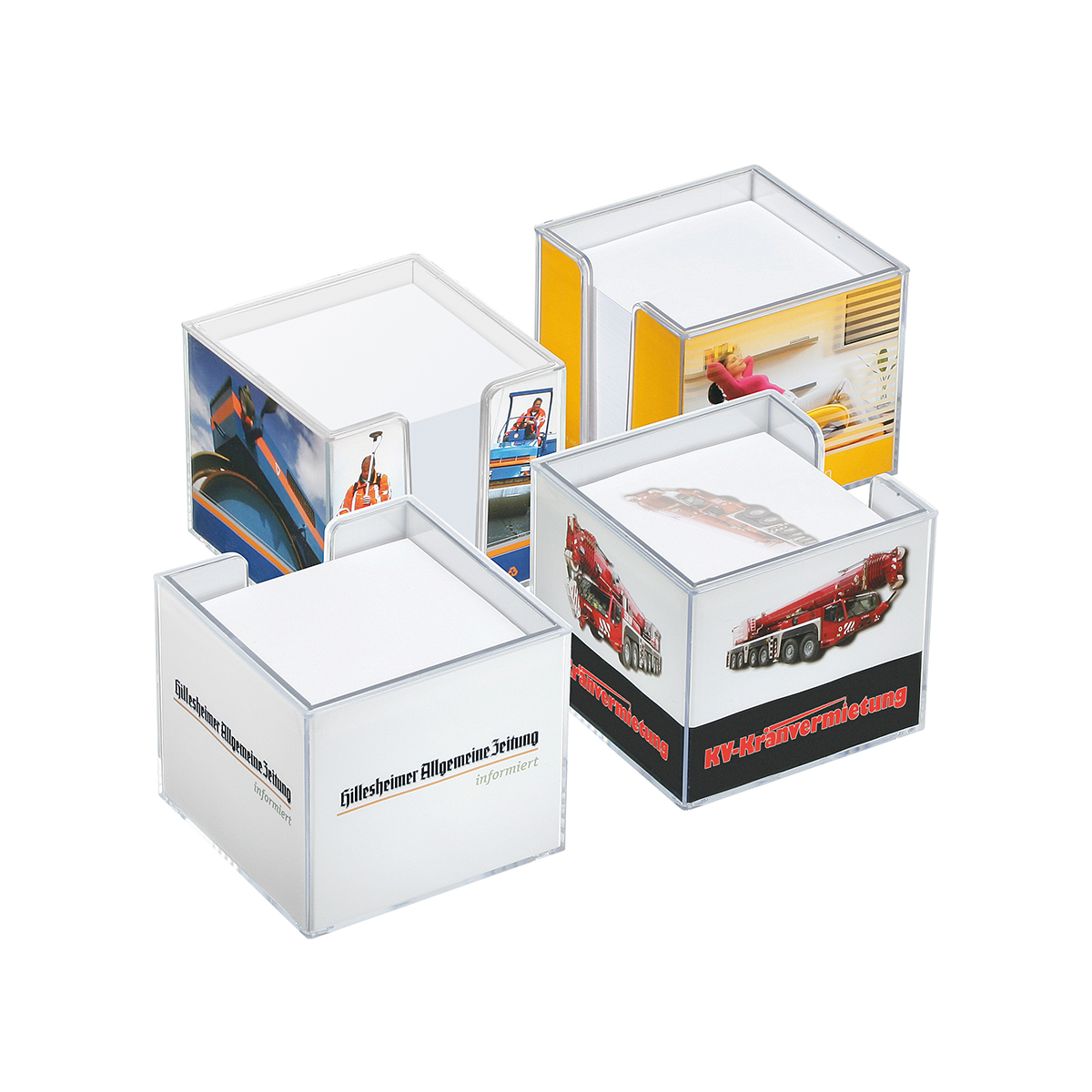 Zettelbox "Sigma", doppelwandig als Werbeartikel mit Logo bedrucken