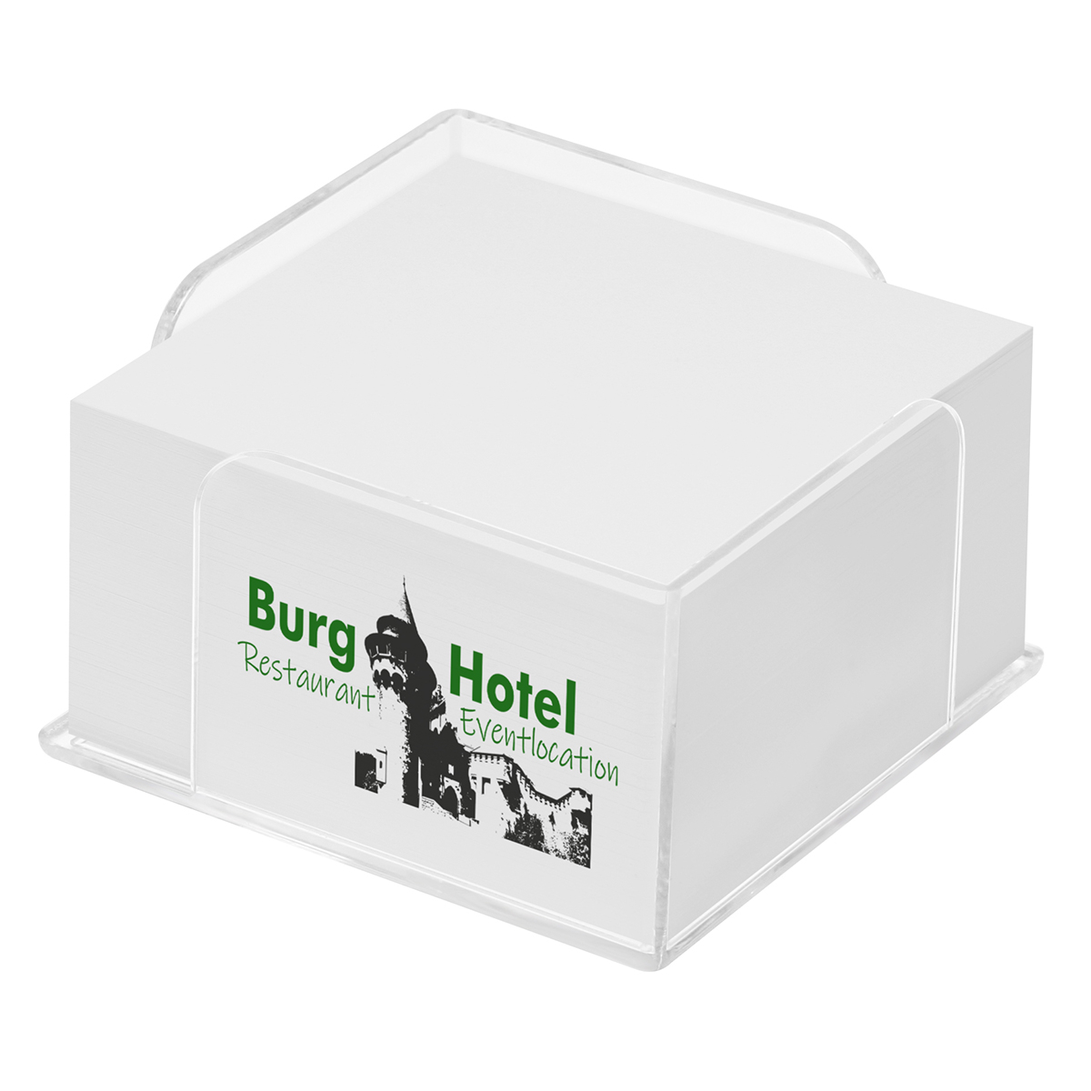 Zettelbox "Omega" als Werbeartikel mit Logo bedrucken
