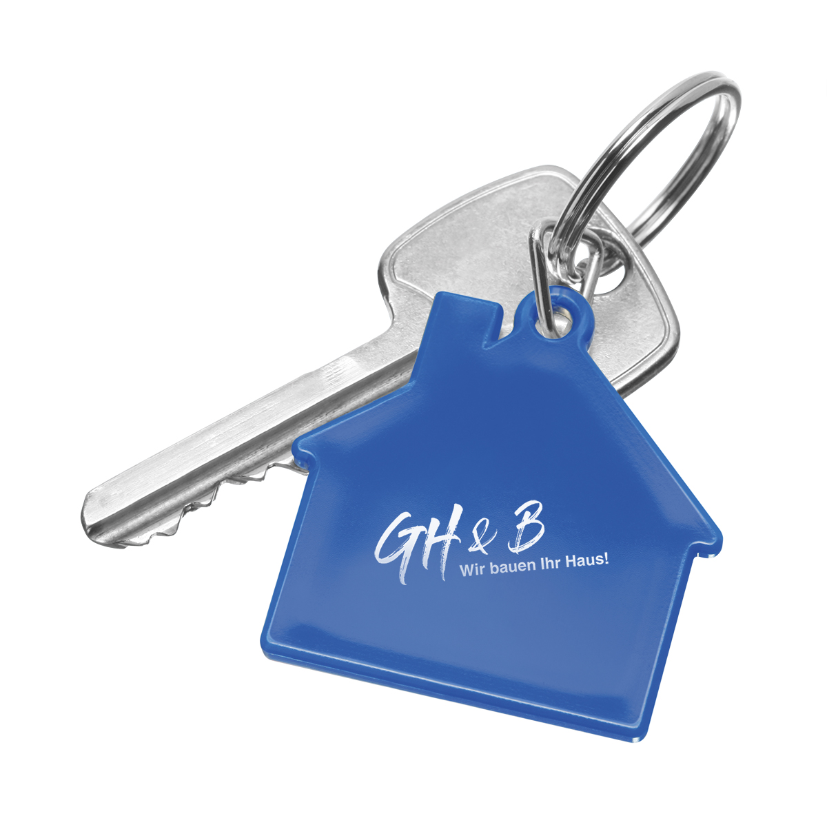 Schlüsselanhänger "Haus" als Werbeartikel mit Logo bedrucken