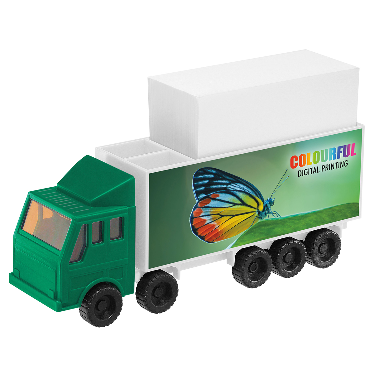 Zettelbox mit Köcher "LKW" als Werbeartikel mit Logo bedrucken