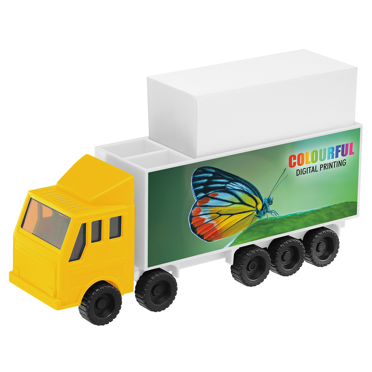 Zettelbox mit Köcher "LKW" als Werbeartikel mit Logo bedrucken