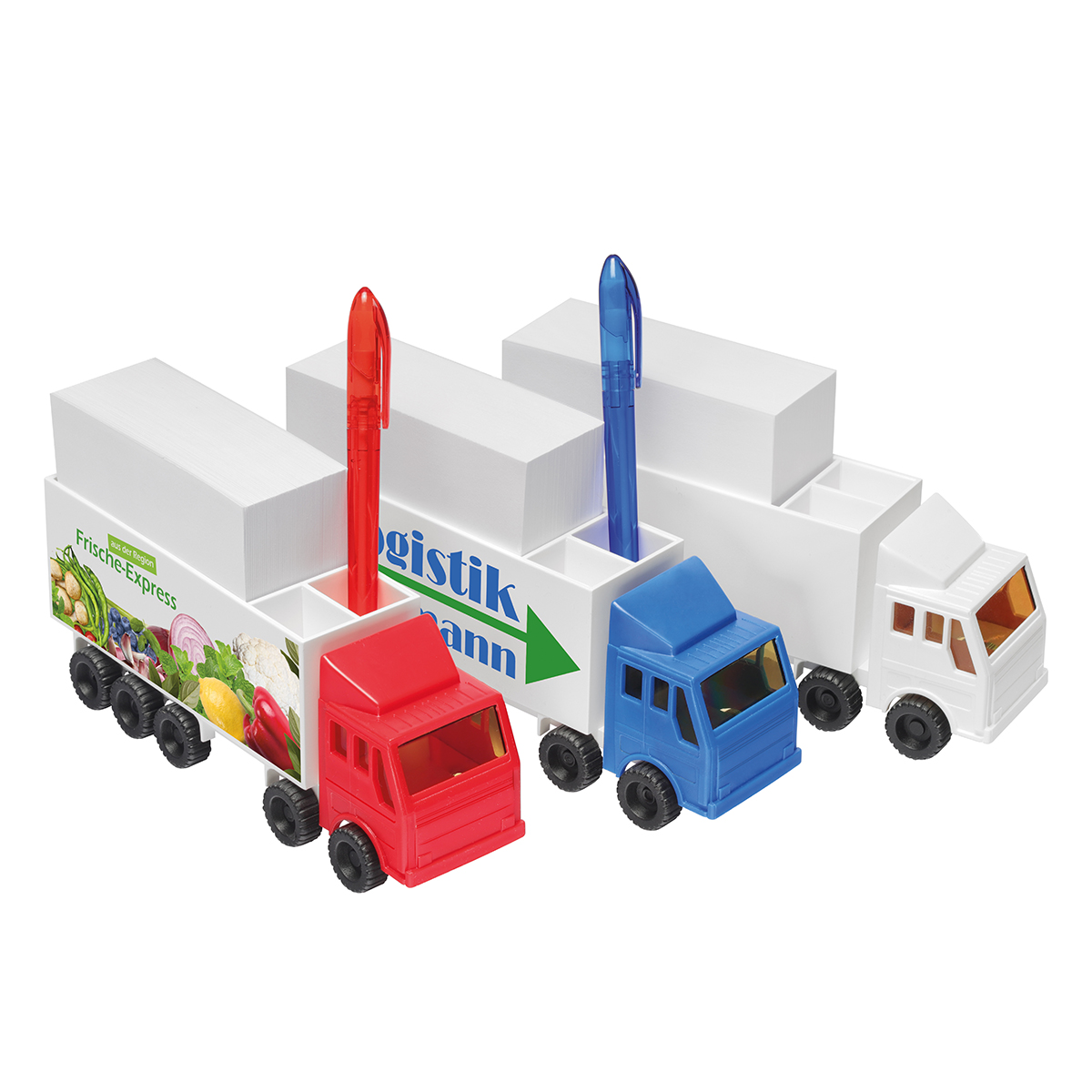 Zettelbox mit Köcher "LKW" als Werbeartikel mit Logo bedrucken
