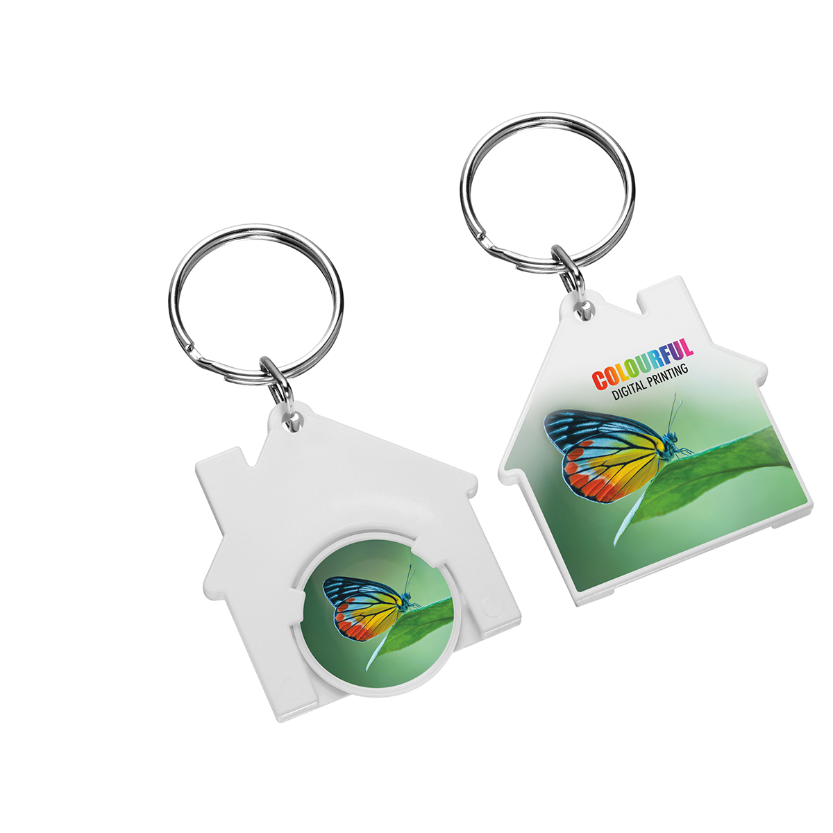 Chiphalter mit 1€-Chip "Haus" als Werbeartikel mit Logo bedrucken