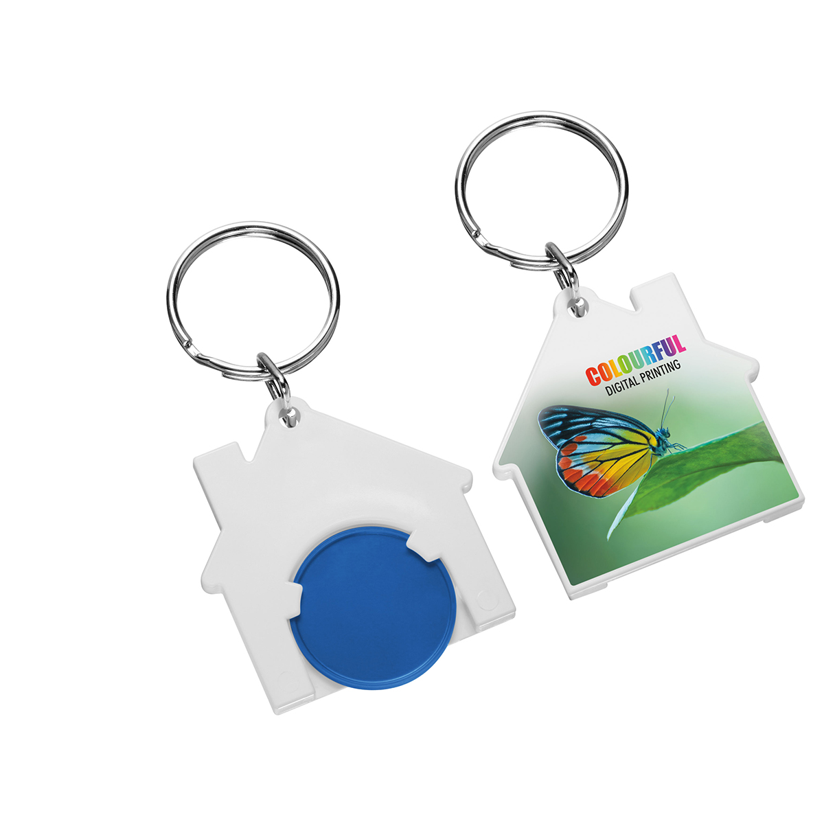 Chiphalter mit 1€-Chip "Haus" als Werbeartikel mit Logo bedrucken