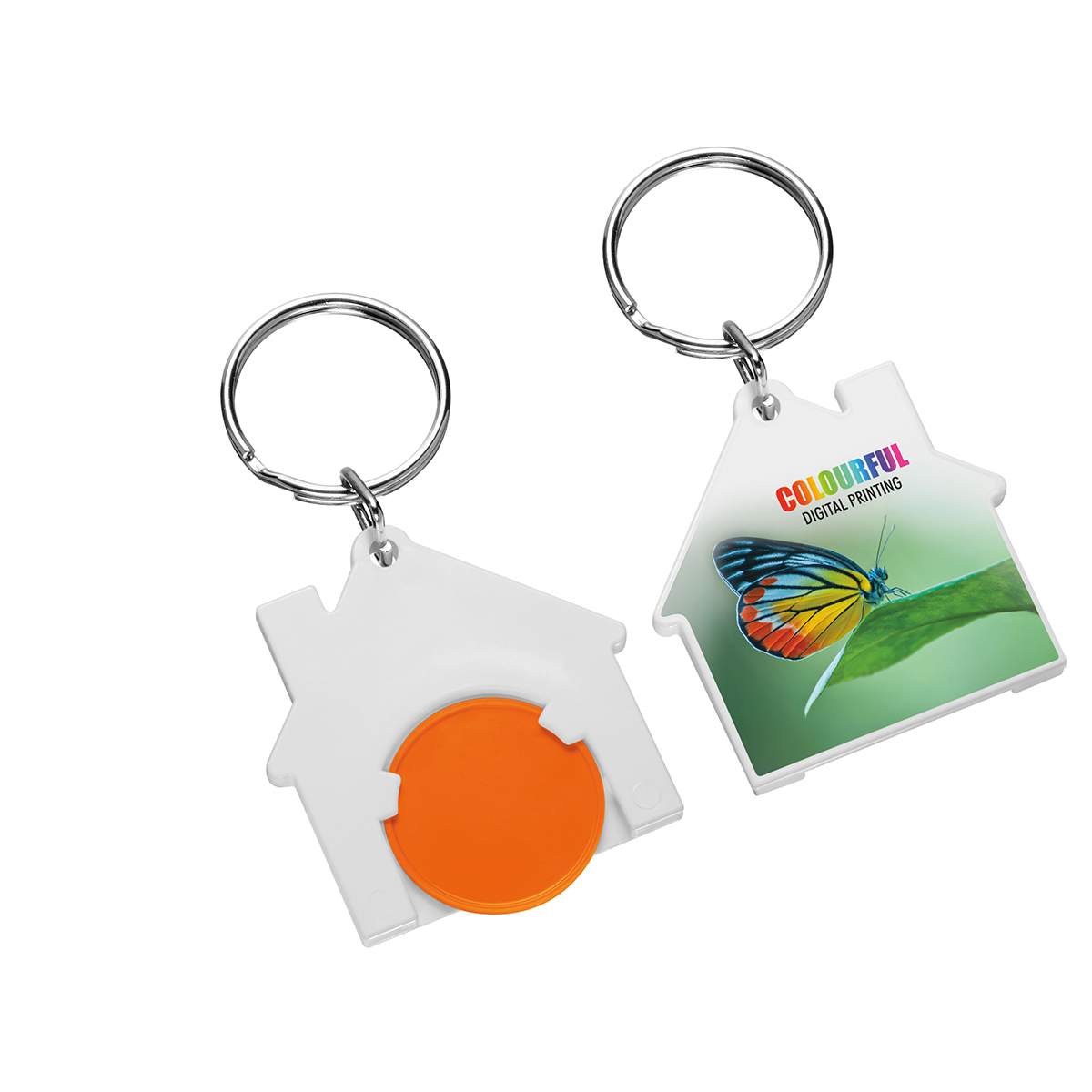 Chiphalter mit 1€-Chip "Haus" als Werbeartikel mit Logo bedrucken