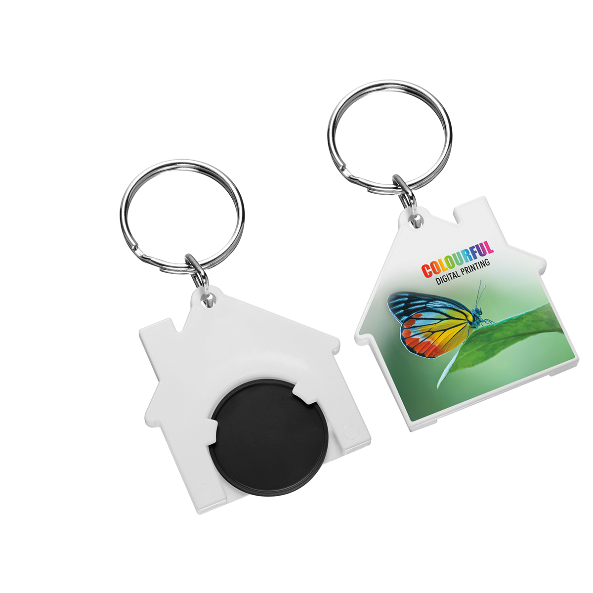 Chiphalter mit 1€-Chip "Haus" als Werbeartikel mit Logo bedrucken