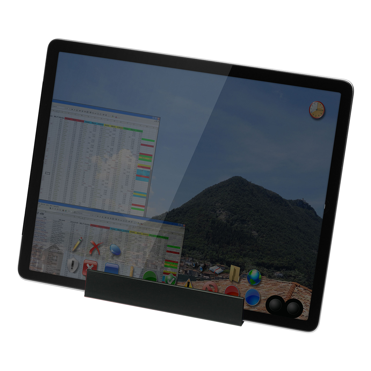 Smartphone-/Tabletständer mit Zettelbox und Köcher als Werbeartikel mit Logo bedrucken