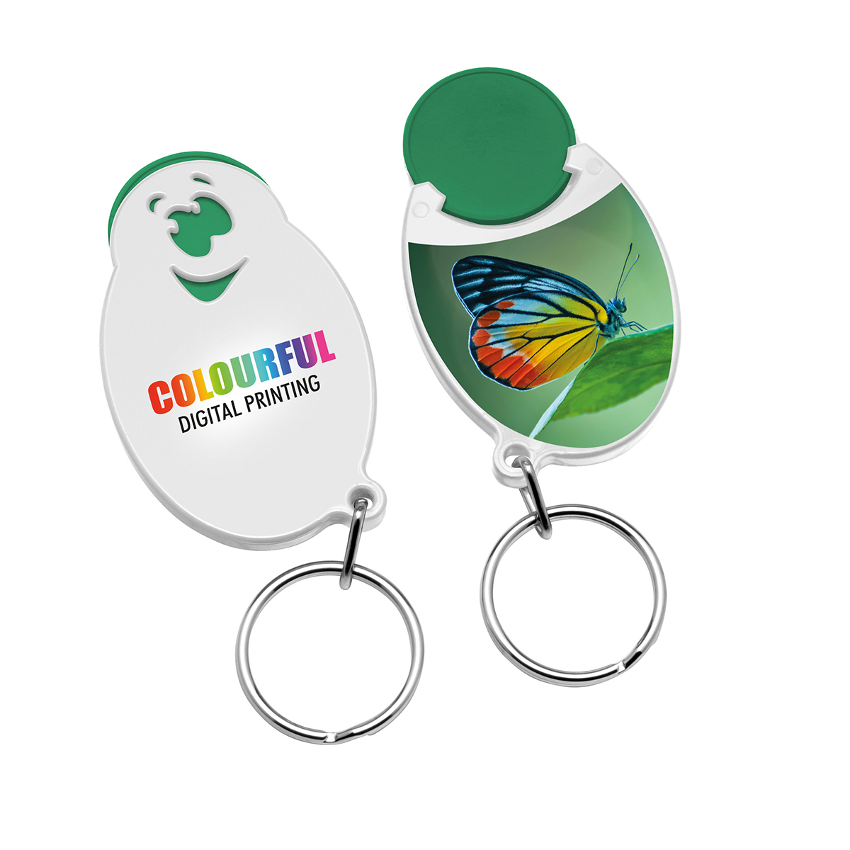 Chiphalter mit 1€-Chip "Gesicht" als Werbeartikel mit Logo bedrucken