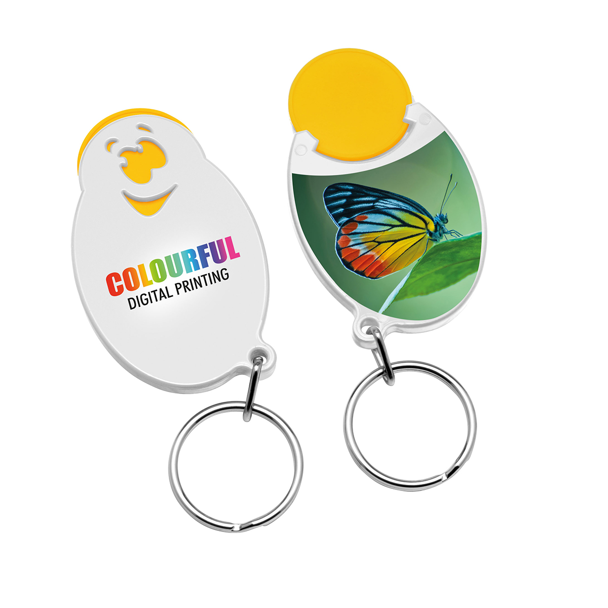 Chiphalter mit 1€-Chip "Gesicht" als Werbeartikel mit Logo bedrucken
