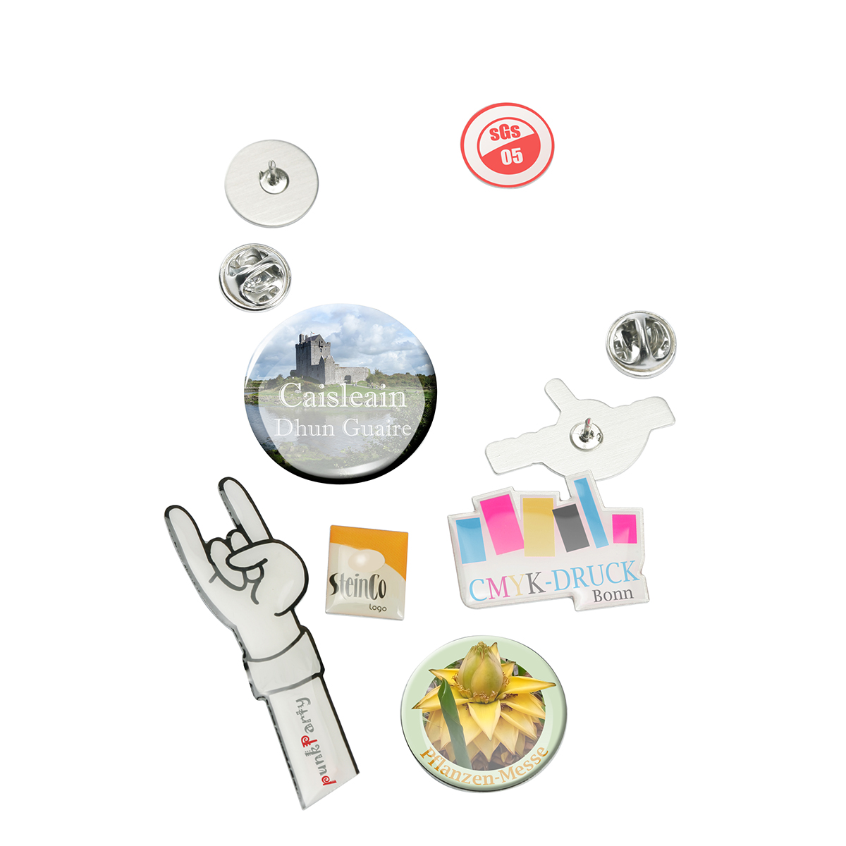 Pin (Metall-Anstecker aus Alu), längste S. 16 mm als Werbeartikel mit Logo bedrucken