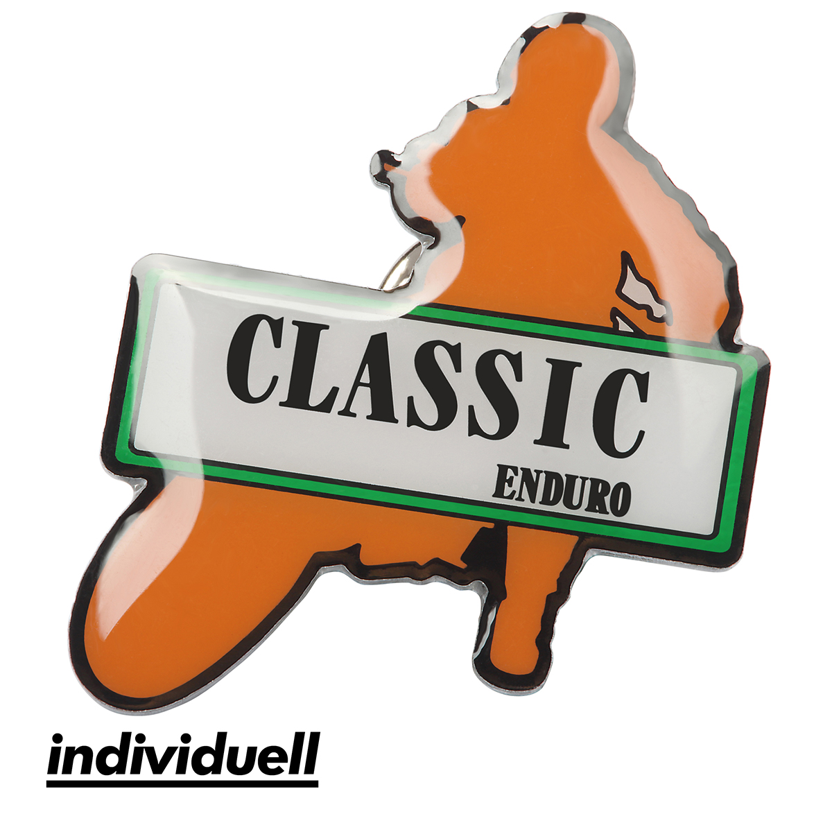 Pin (Metall-Anstecker aus Alu), längste S. 19 mm als Werbeartikel mit Logo bedrucken