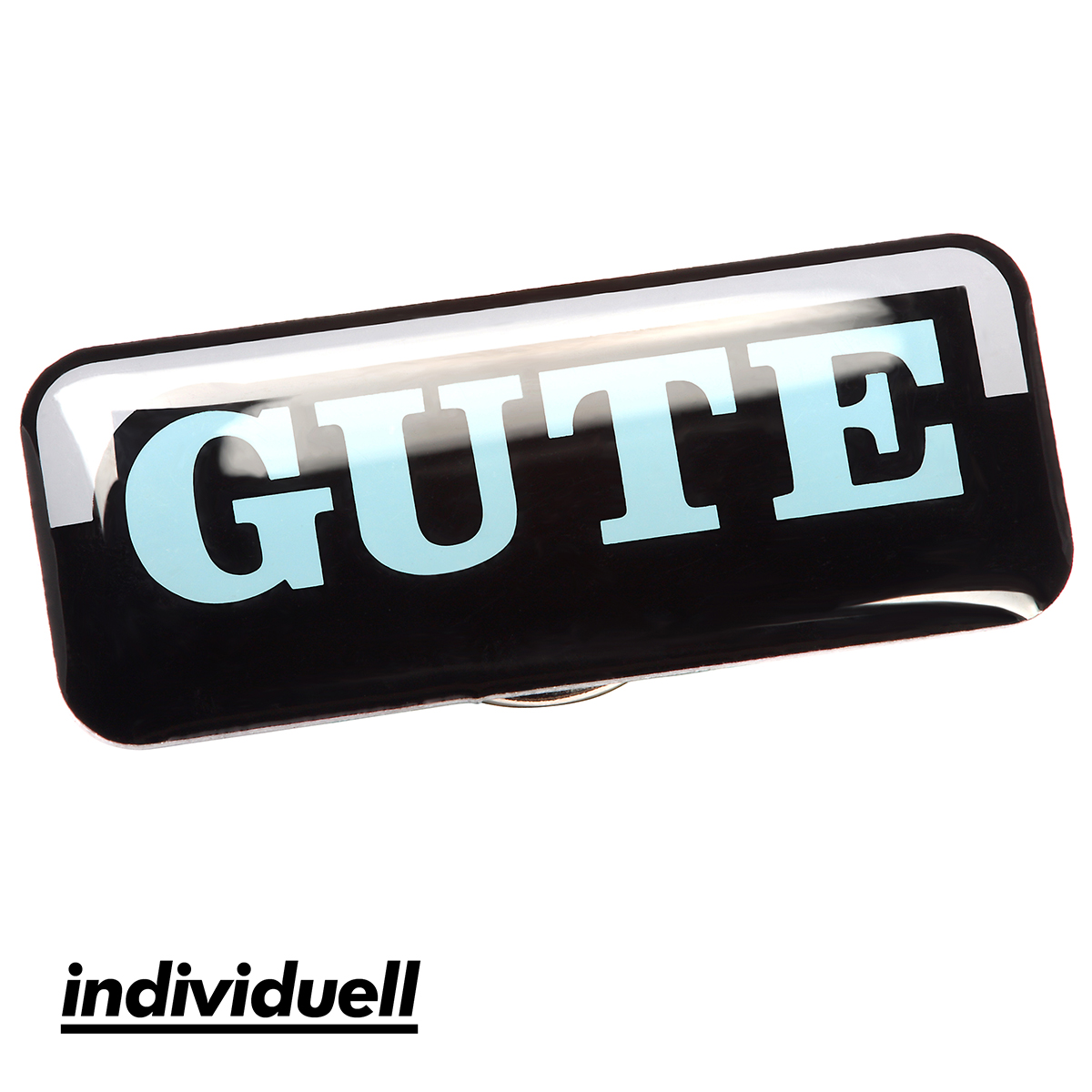 Pin (Metall-Anstecker aus Alu), längste S. 32 mm als Werbeartikel mit Logo bedrucken