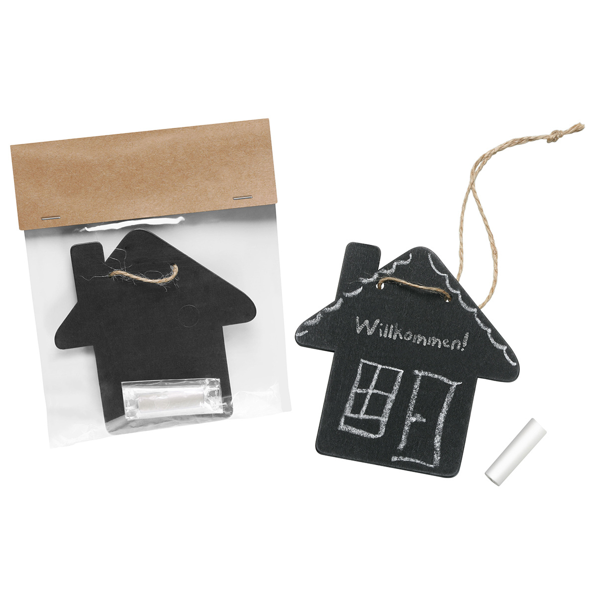 Kreidetafel "Haus" als Werbeartikel mit Logo bedrucken
