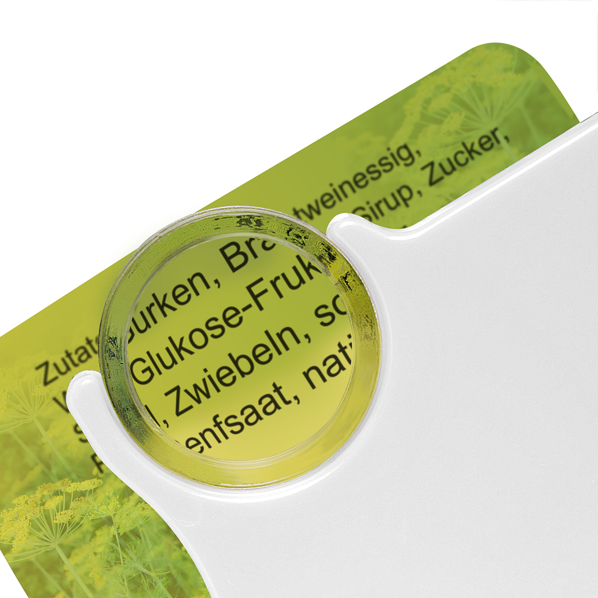 Chiphalter mit 1€-Chip und Lupe als Werbeartikel mit Logo bedrucken