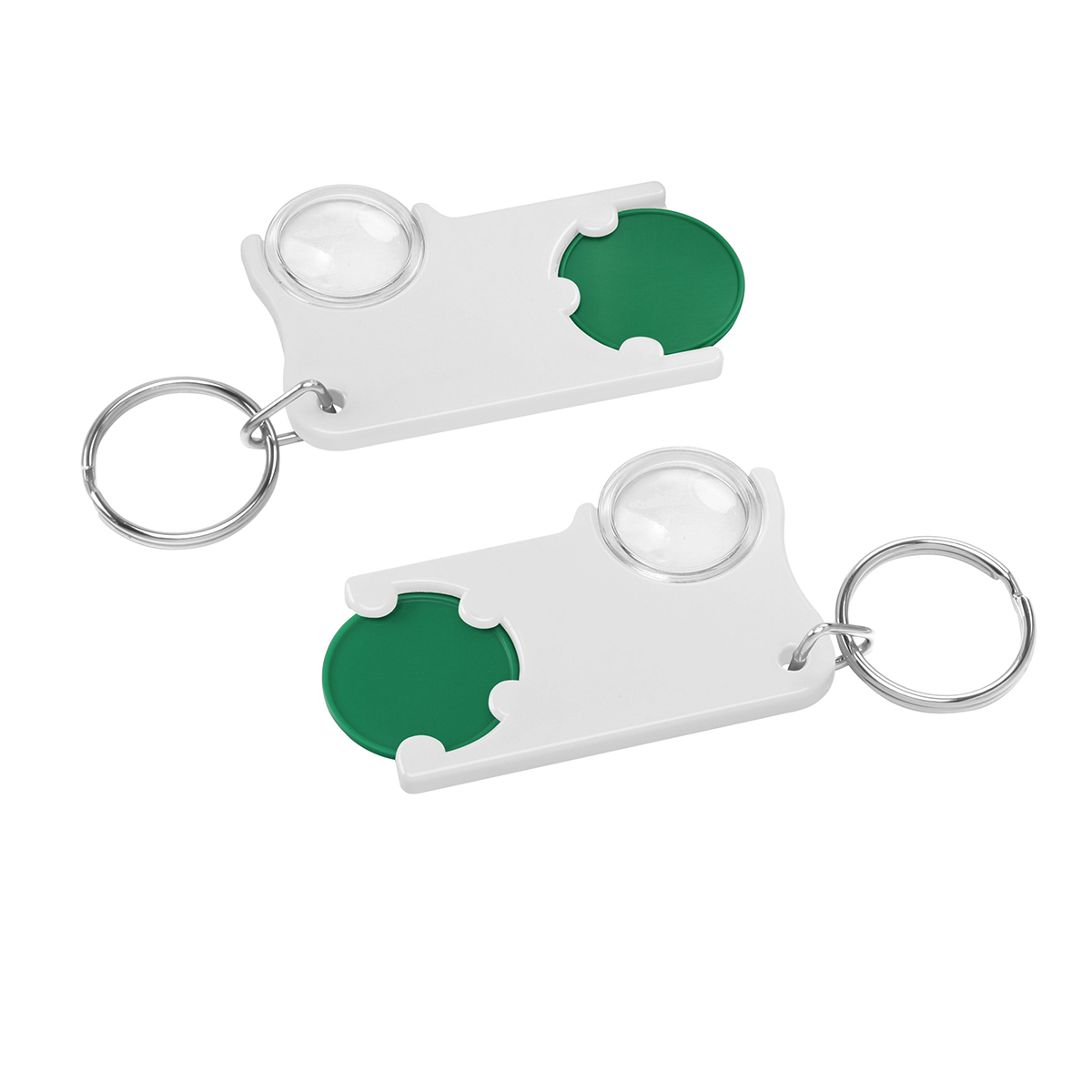 Chiphalter mit 1€-Chip und Lupe als Werbeartikel mit Logo bedrucken
