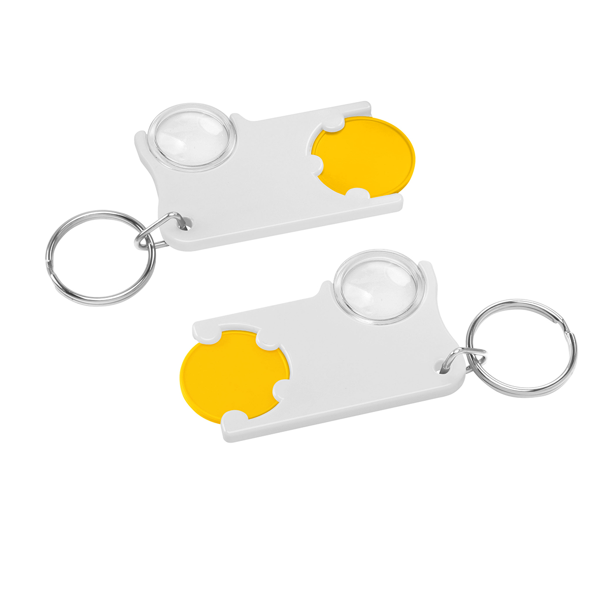 Chiphalter mit 1€-Chip und Lupe als Werbeartikel mit Logo bedrucken