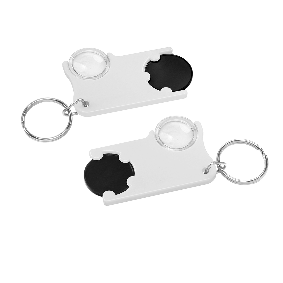 Chiphalter mit 1€-Chip und Lupe als Werbeartikel mit Logo bedrucken