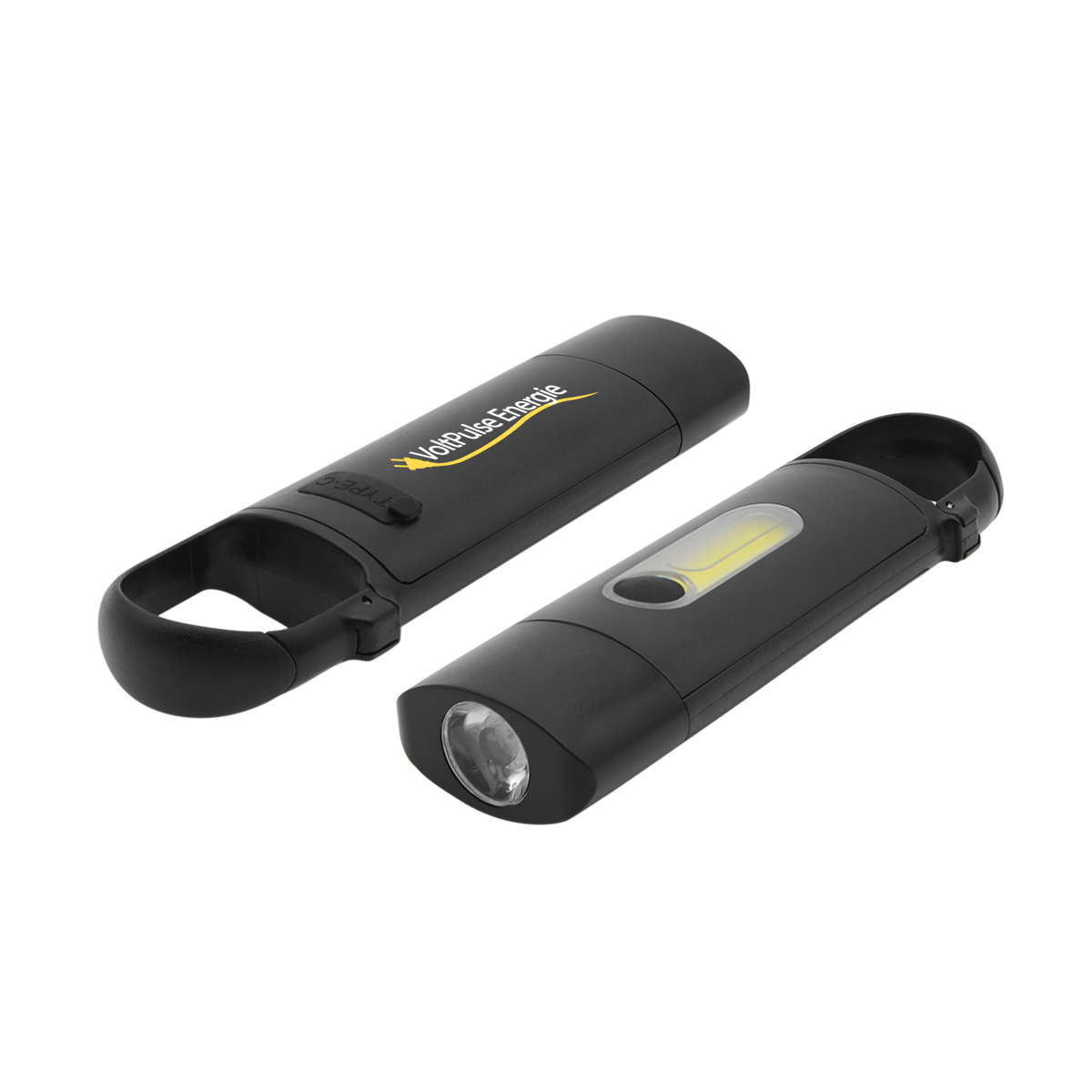 Taschenlampe "COB" mit Karabiner als Werbeartikel mit Logo bedrucken
