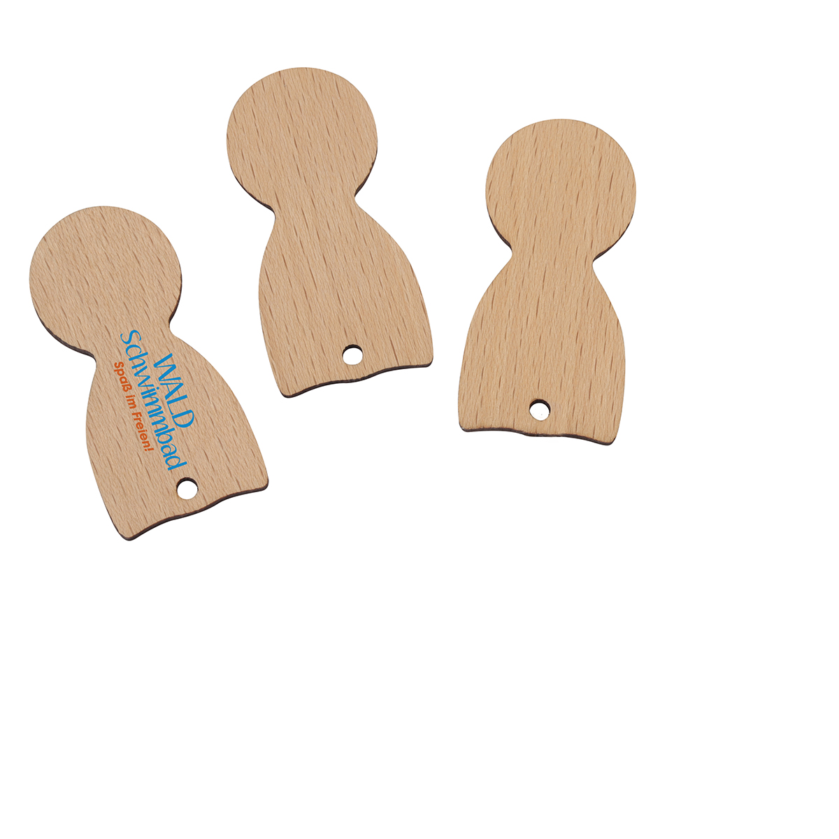 Einkaufswagenlöser Holz als Werbeartikel mit Logo bedrucken