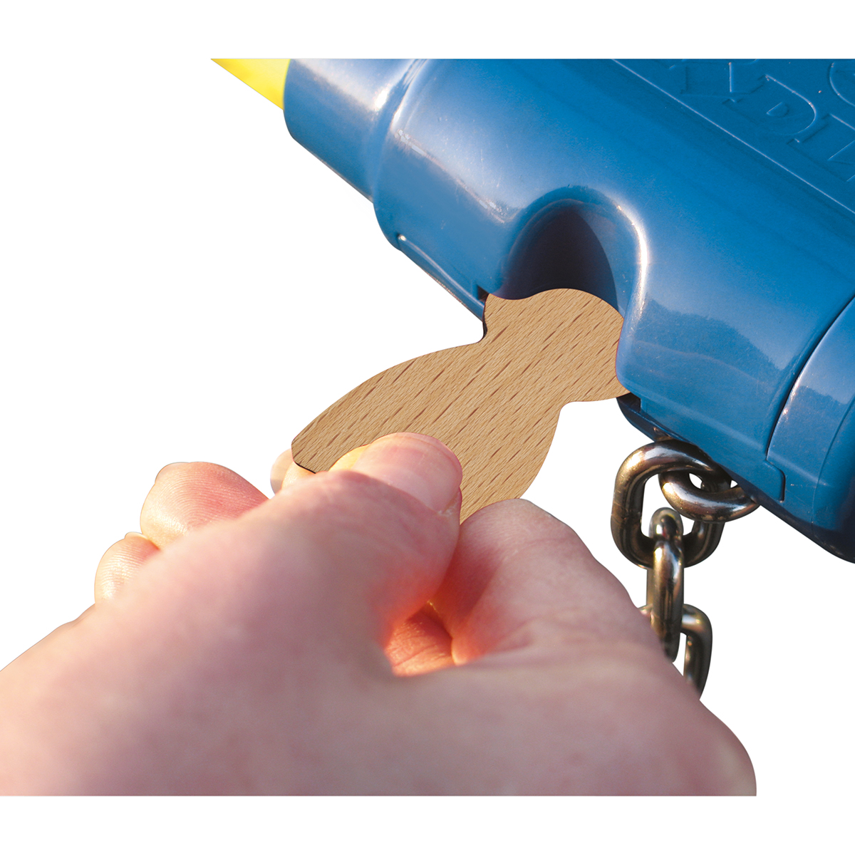 Einkaufswagenlöser Holz als Werbeartikel mit Logo bedrucken