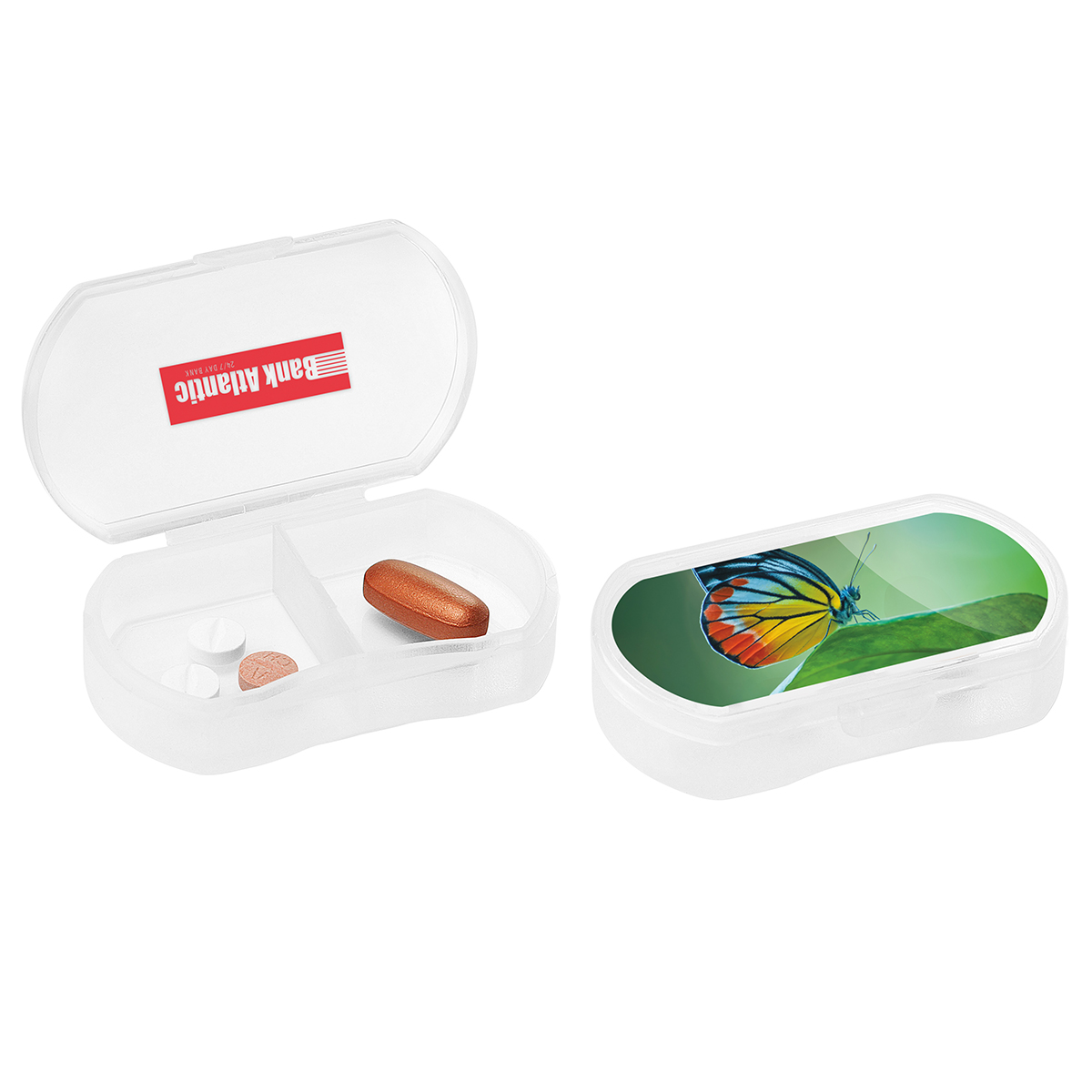 Pillendose "Epsilon" als Werbeartikel mit Logo bedrucken