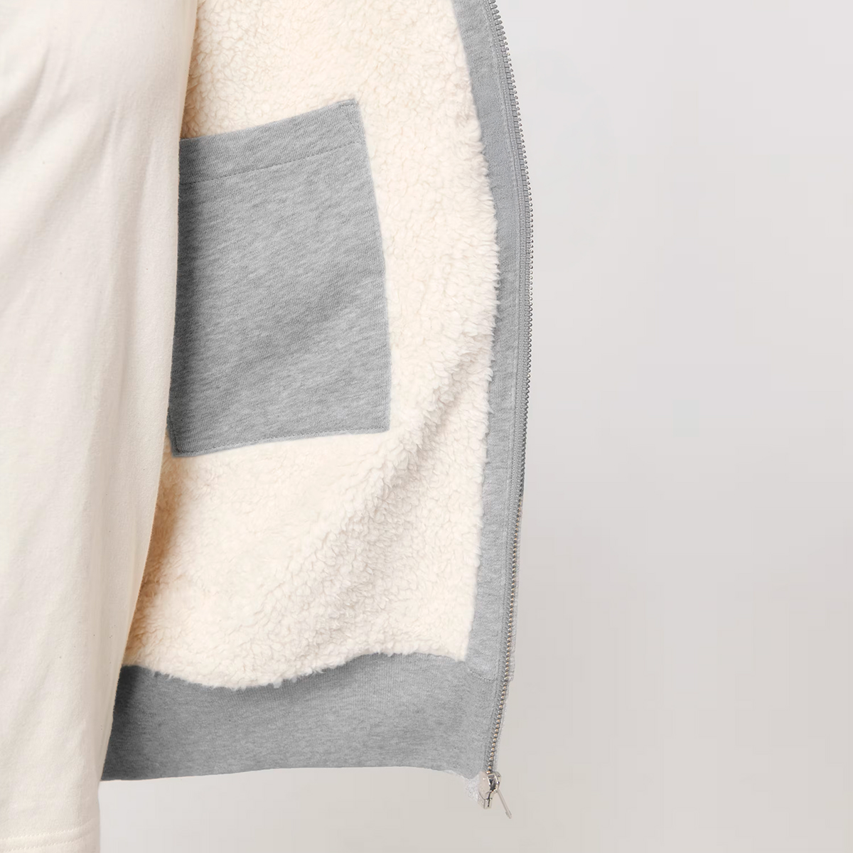 Hoodie Cozy Sherpa, Light Heather Grey als Werbeartikel mit Logo bedrucken